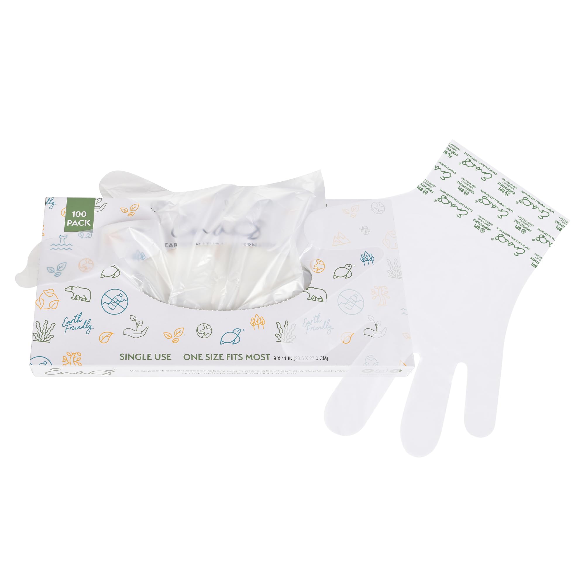 Earth's Natural Alternative Compostable Food Prep Gloves - Unisex Adult, Off-White, 100 Count