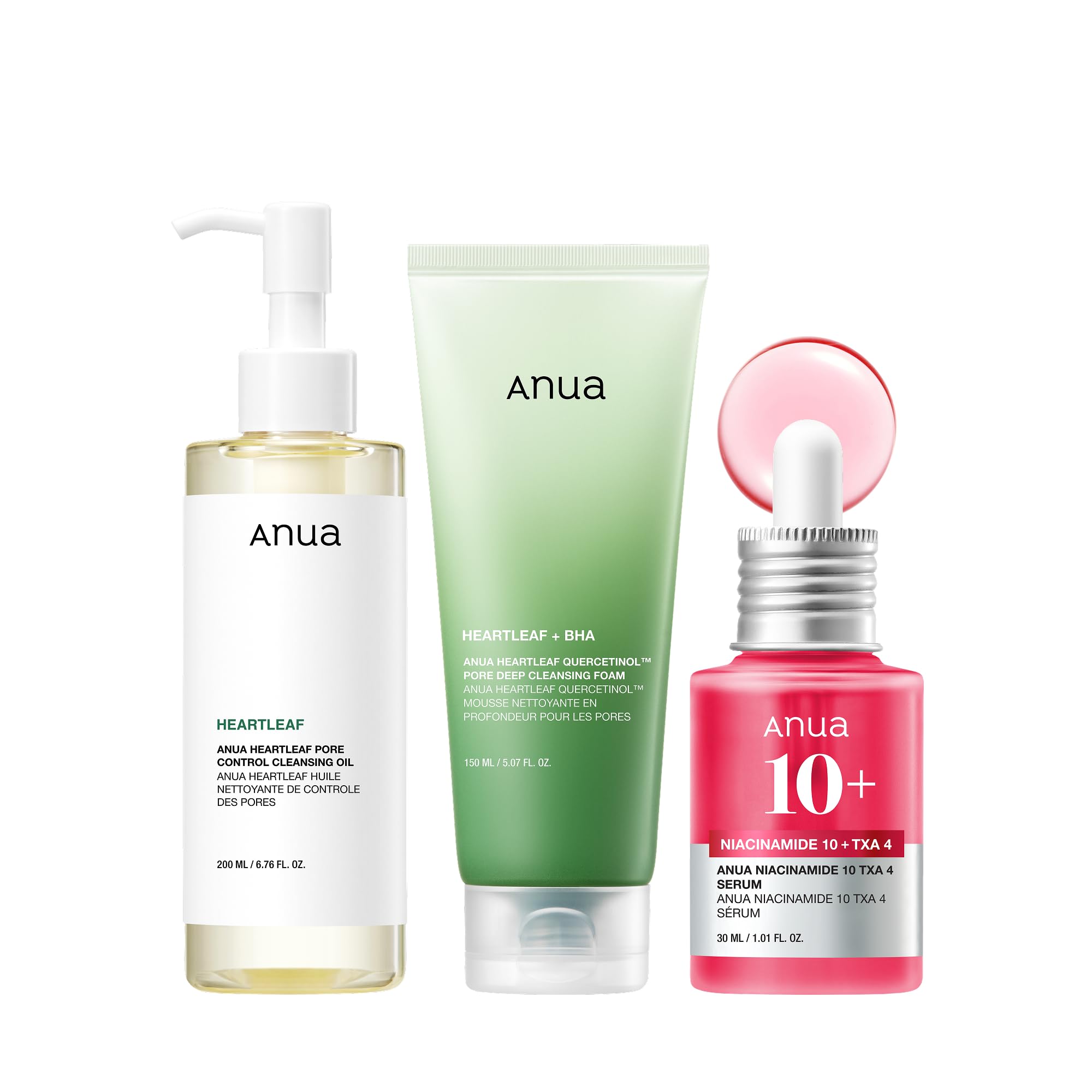 Anua 3-Step Glass Skin Beginner Set - Double Cleansing & Serum Routine