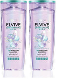 L'Oréal Paris Elvive Hyaluron Pure Shampoo for Oily Scalp & Dehydrated Lengths Pack of 2 (600ml EACH)