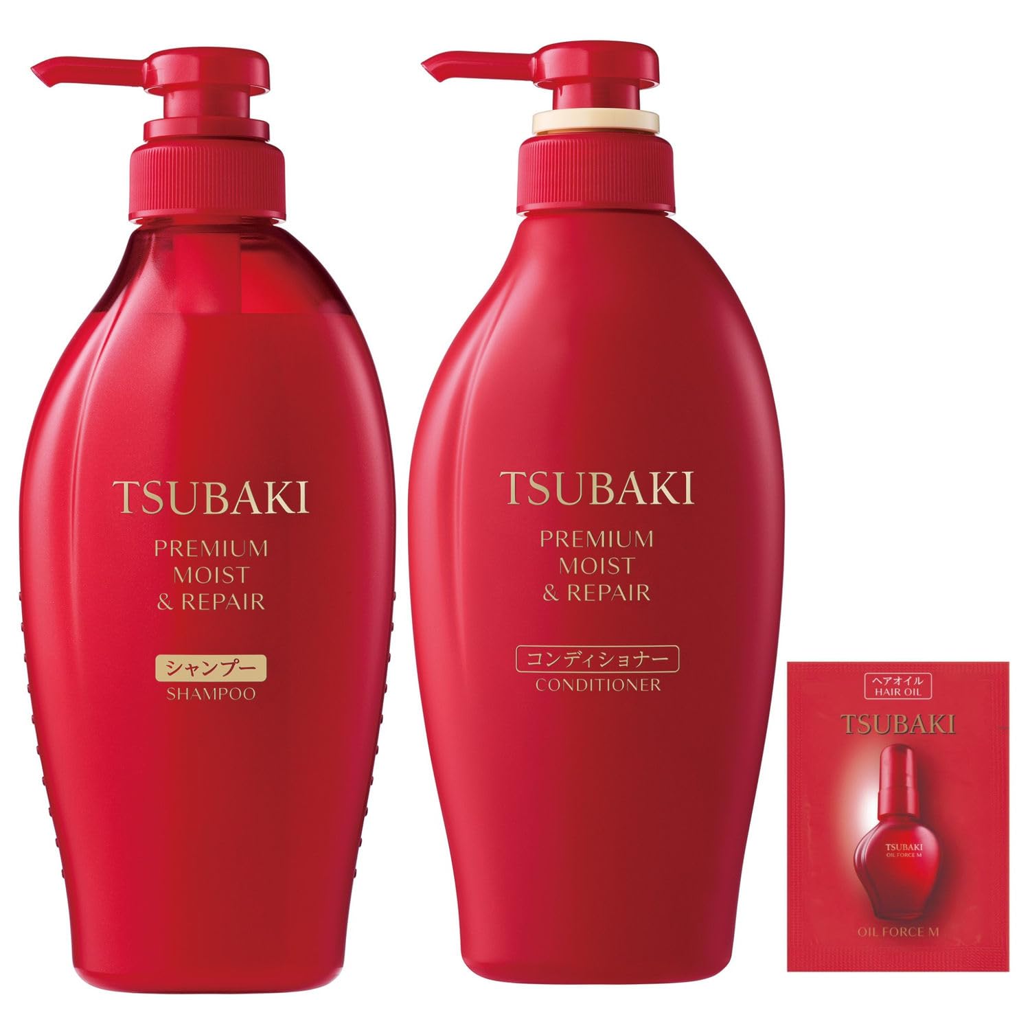 Tsubaki Shampoo & Conditioner Set with Free Premium Moist & Repair Treatment | Glossy Hair Care