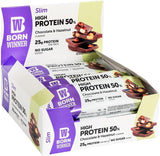BORN Winner Slim Protein Bar, شوكولاتة وفستق, ٢٥ جم بروتين, منخفضة الكربوهيدرات, بدون سكر, ١٢ × ٥٠ جم