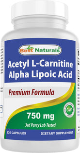 Best Naturals Acetyl L-Carnitine & Alpha Lipoic Acid 750mg - 120 Capsules