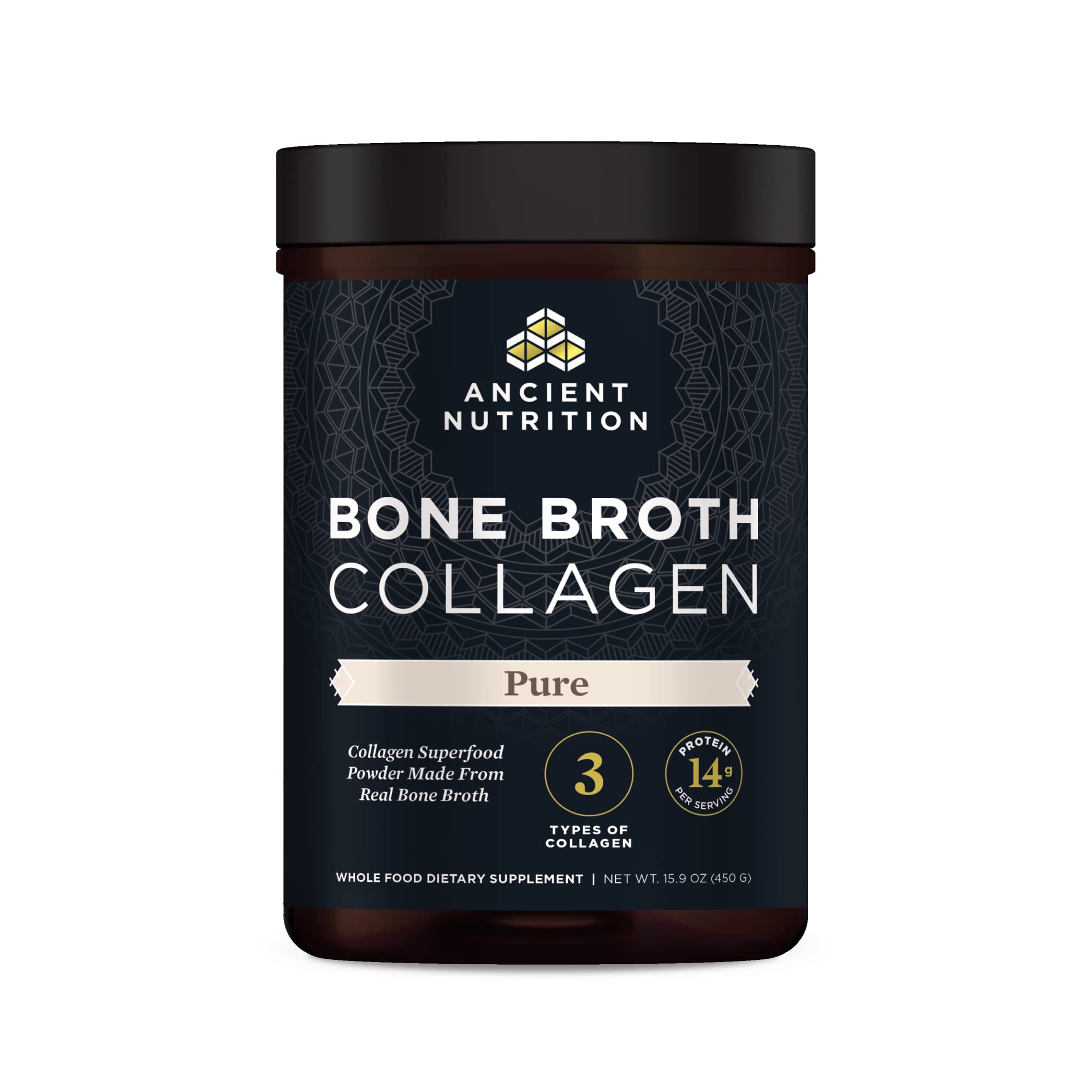 Dr. Axe Ancient Nutrition Bone Broth Collagen Powder - Pure, 450g