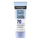 Neutrogena Ultra Sheer Dry-Touch Sunscreen Lotion SPF 70 - Broad Spectrum, Water Resistant, Oil-Free, Non-Comedogenic, Matte Finish - Travel Size 3 Fl Oz