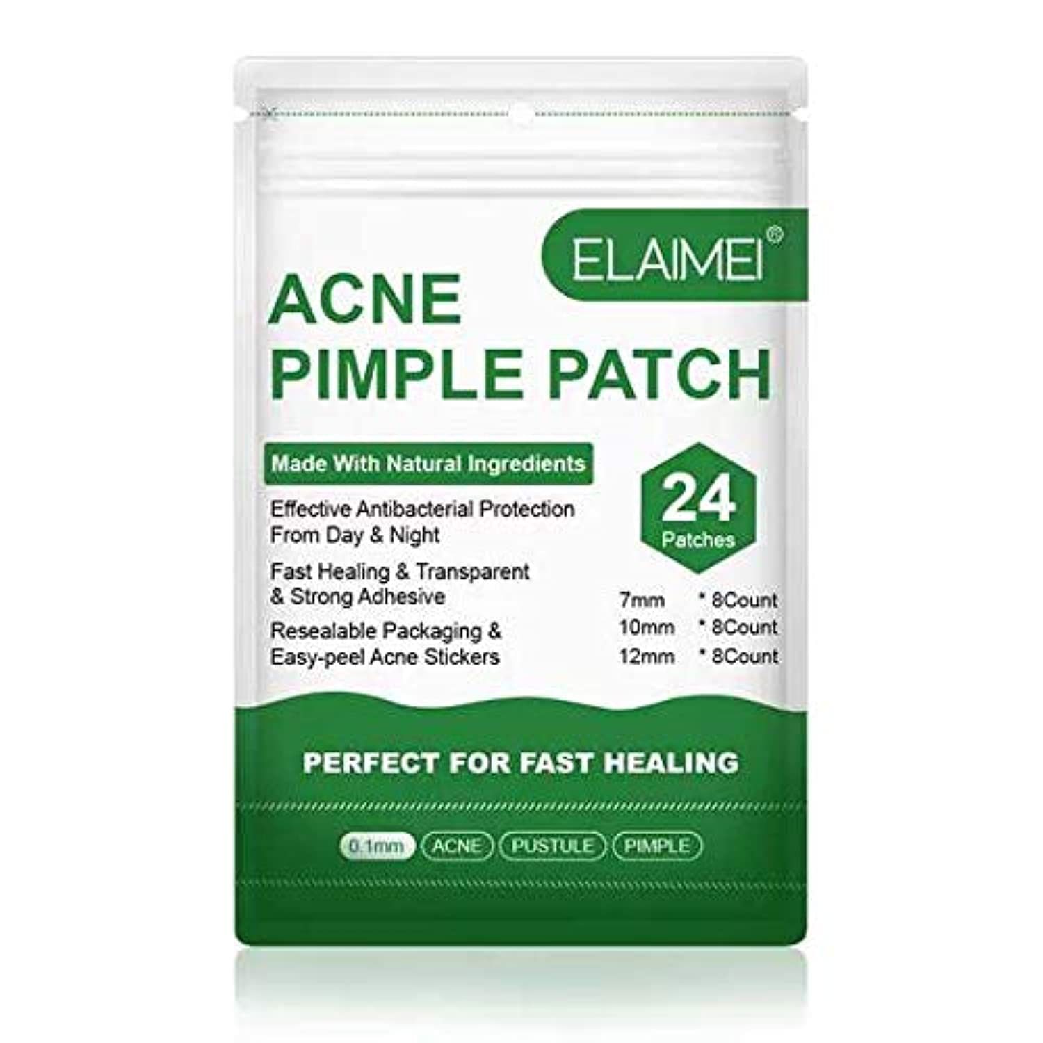 ELAIMEI Invisible Acne Pimple Healing Patch - Hydrocolloid Spot Treatment for Blemishes, 3 Sizes, Blends with Skin