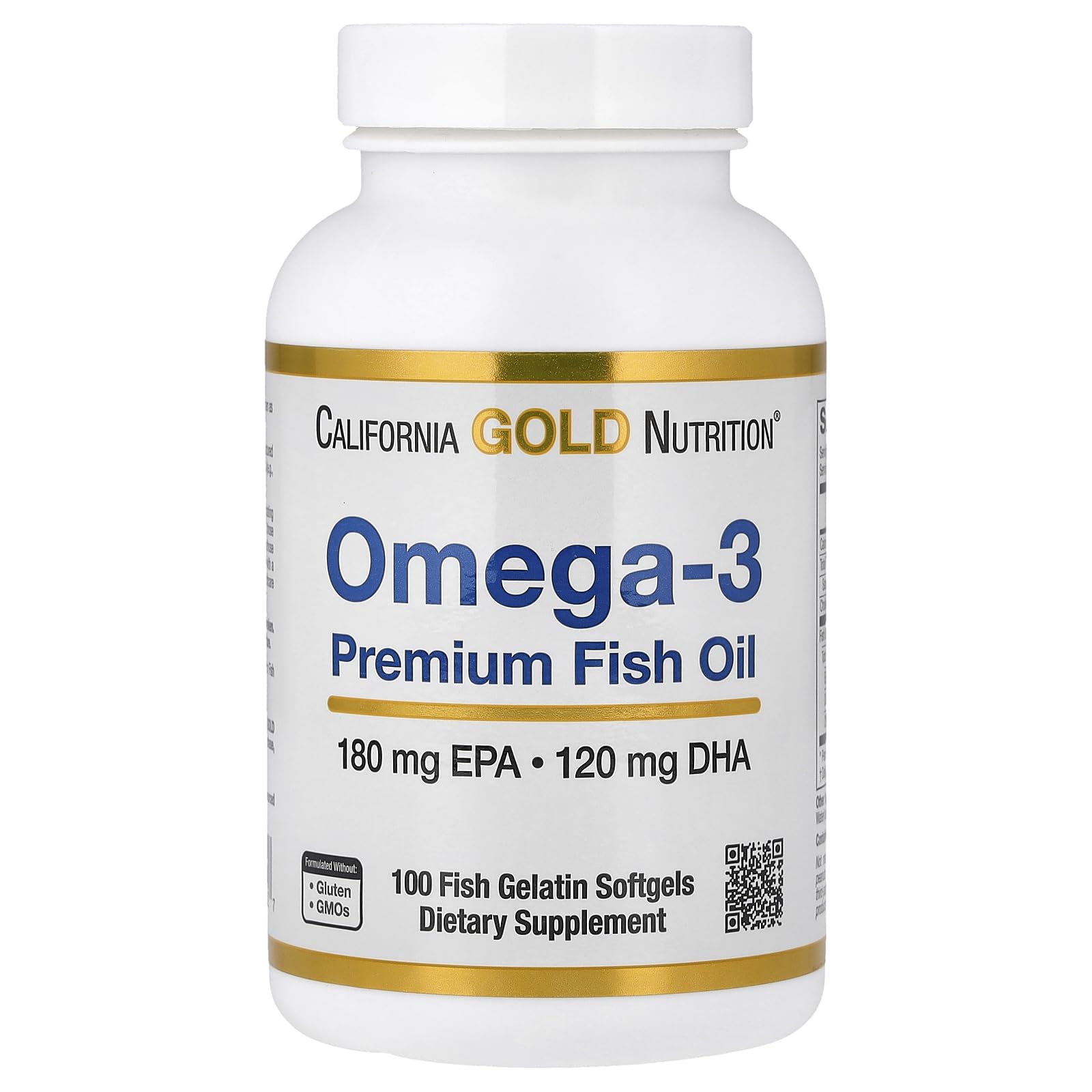 California Gold Nutrition Omega-3 Premium Fish Oil - 100 Softgels (1,100 mg)