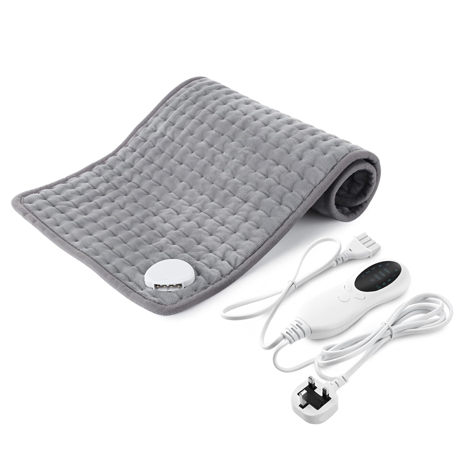 Electric Heating Pad for Back, Neck, Shoulder & Abdomen Relief - Silver Gray (13.7" x 23")