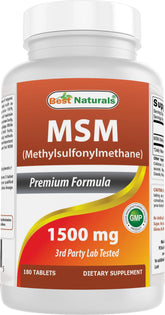 Best Naturals MSM 1500mg - Joint, Skin & Hair Health - 180 Tablets