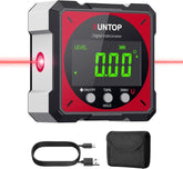 USB Digital Angle Finder with Electronic Laser - 4-Side Magnetic Inclinometer for Woodworking