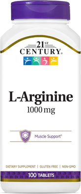 21st Century L-Arginine 1000mg Maximum Strength 100 Tablets