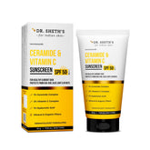 Dr. Sheth’s Sunscreen SPF 50 PA+++ with Ceramide, Vitamin C & Hyaluronic Acid - Broad Spectrum UV & Blue Light Protection, 50g
