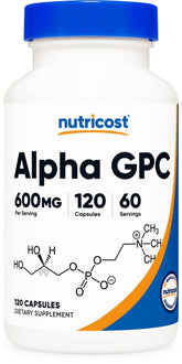 Nutricost Alpha GPC 600mg - 120 Vegetarian Capsules | Non-GMO, Gluten Free | Cognitive Support & Brain Health