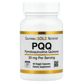 California Gold Nutrition PQQ, 20 mg, Mitochondrial Support, 60 Veggie Capsules