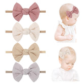 4-Pack Cute Bow Headbands for Baby Girls - Soft Elastic Hair Bands for Newborns & Toddlers