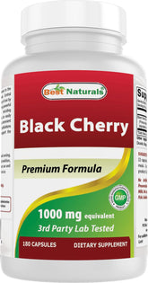 Best Naturals Black Cherry 1000mg - Antioxidant & Joint Health Support, 180 Capsules