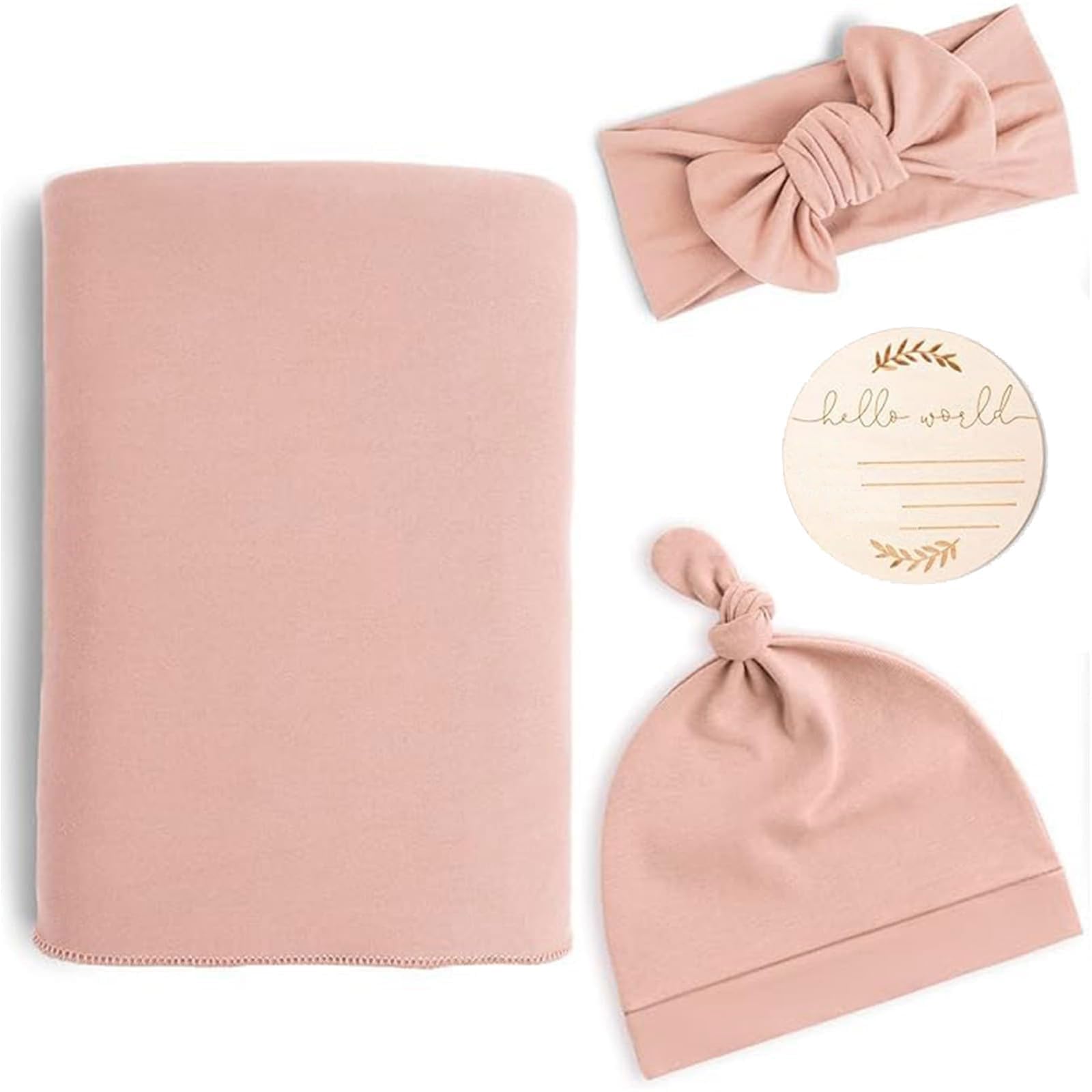 Soft & Skin-Friendly Baby Swaddle Blanket & Headband Set - Charming Pink