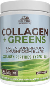 Country Farms, Collagen + Greens, Unflavored, 10.6 oz (300 g)