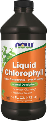 Now Foods Supplements Liquid Chlorophyll Super Concentrated Internal Deodorizer Boost Energy Mint Flavor 16 Ounce