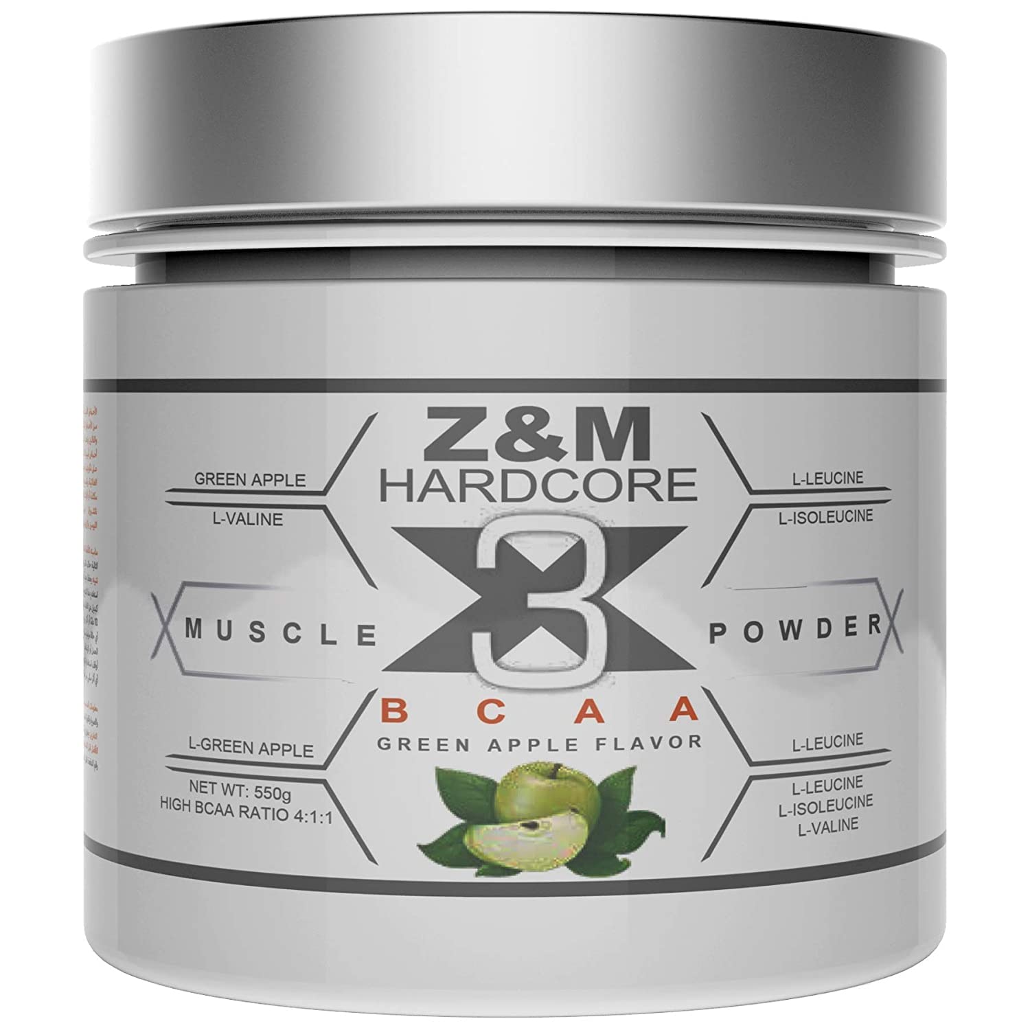Z&M HARDCORE BCAA Green Apple - Branched Chain Amino Acids for Muscle Recovery and Performance
