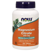 NOW Magnesium Citrate 200mg - 100 Tablets - High Absorption Magnesium Supplement