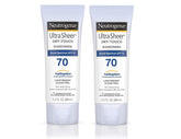 Neutrogena Ultra Sheer Dry-Touch Water Resistant Sunscreen Lotion SPF 70 - Non-Greasy, Broad Spectrum, Pack of 2 (3 fl. oz each)