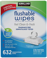 Kirkland Signature Flushable Moist Wipes - 632 Count White Fast Clean