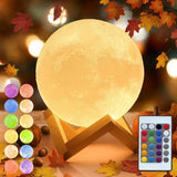 Mydethun 16 Colors Moon Lamp with 148 Modes - LED Night Light with Remote Control & Wood Stand