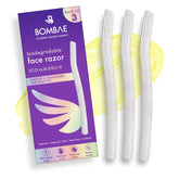 BOMBAE Reusable & Biodegradable Face & Eyebrow Razors - 3 Razors | Painless Hair Removal for Eyebrows, Upper Lip & Peach Fuzz | Dermaplaning Tool