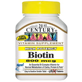 21st Century Biotin High Potency 800 Mcg - 110 Tablets for Hair, Skin & Nails