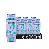 L’Oréal Paris Elvital Hydra Hyaluronic Pure Shampoo Set, 6 x 300 ml for Hydrating, Shiny Hair