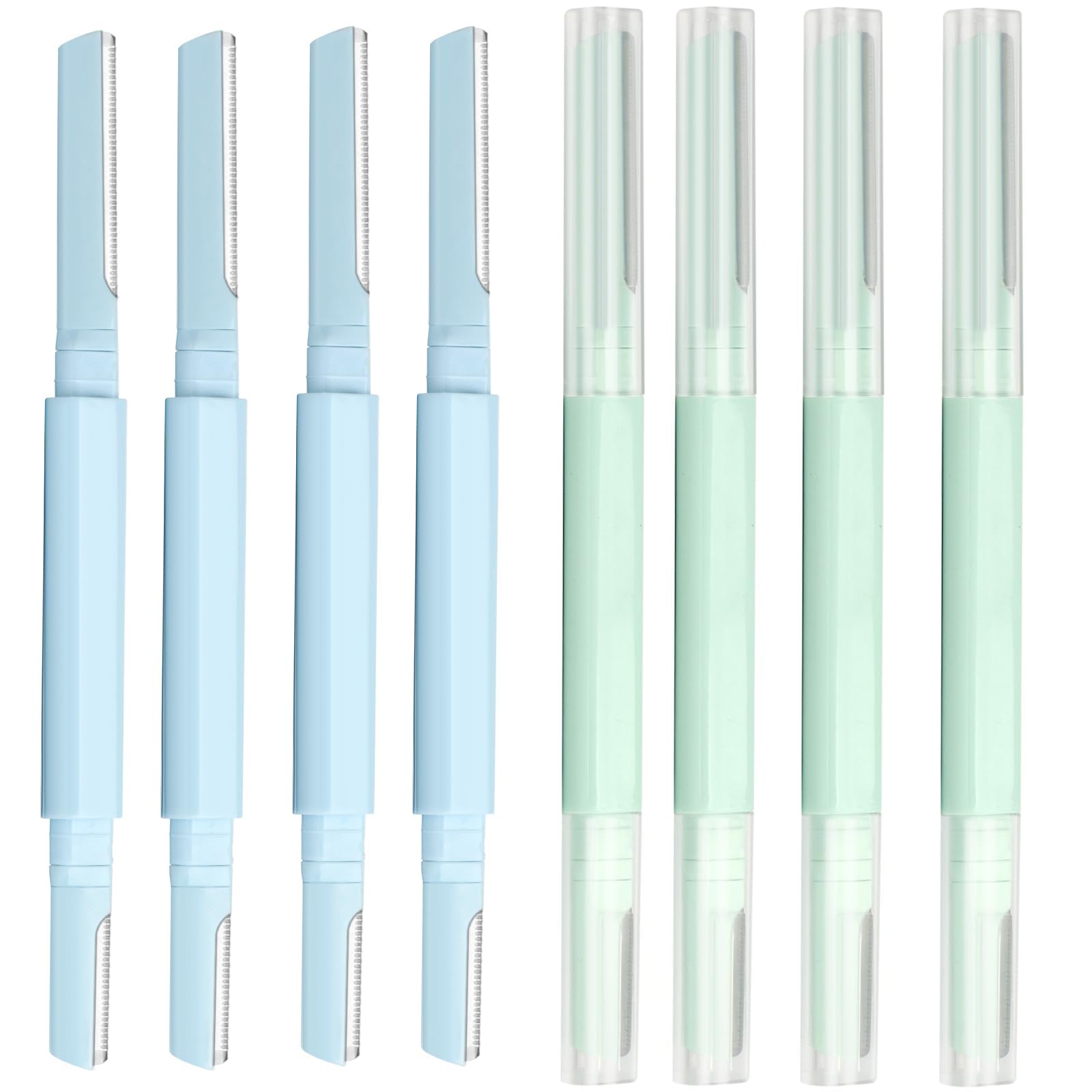 Women Facial Razor for Dermaplaning - Double Head Blades for Hair Removal | 8 Packs Travel-Friendly Razors