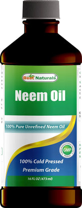Best Naturals Neem Oil 100% Pure Cold Pressed for Skin, Hair & Garden 16 fl oz