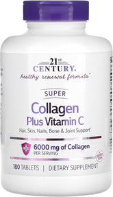 21st Century Super Collagen Plus Vitamin C 6000mg - 180 Tablets - For Skin, Hair & Nails