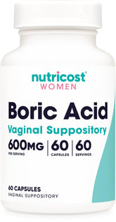 Nutricost Boric Acid 600mg Capsules - 60 Count | Vaginal Suppository for Women | Non-GMO