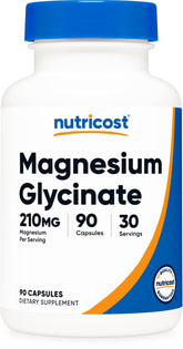Nutricost Magnesium Glycinate Capsules - 90 Count, 210mg Per Serving - Gentle Absorption Magnesium Supplement