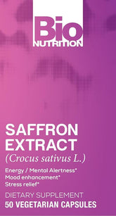 Bio Nutrition Saffron Extract - 50 Veggie Capsules for Mood & Wellness Support