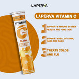 Laperva Vitamin C Complex 1000mg + Zinc Effervescent Tablets - Immune Boost (Orange, 20 Tabs)