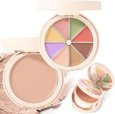 8 Color Corrector Palette with Foundation - 3-in-1 Concealer, Contour & Powder Palette - Waterproof, Full Coverage
