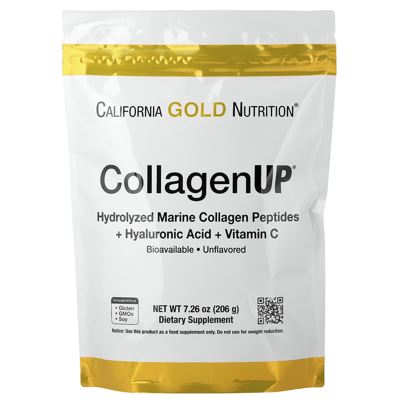 California Gold Nutrition CollagenUP Marine Collagen with Hyaluronic Acid & Vitamin C - 7.26 oz (206g)