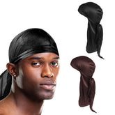 Silky Satin Durag - 2 Pack Premium Hair Wraps with Extra Long Tails for Men and Women