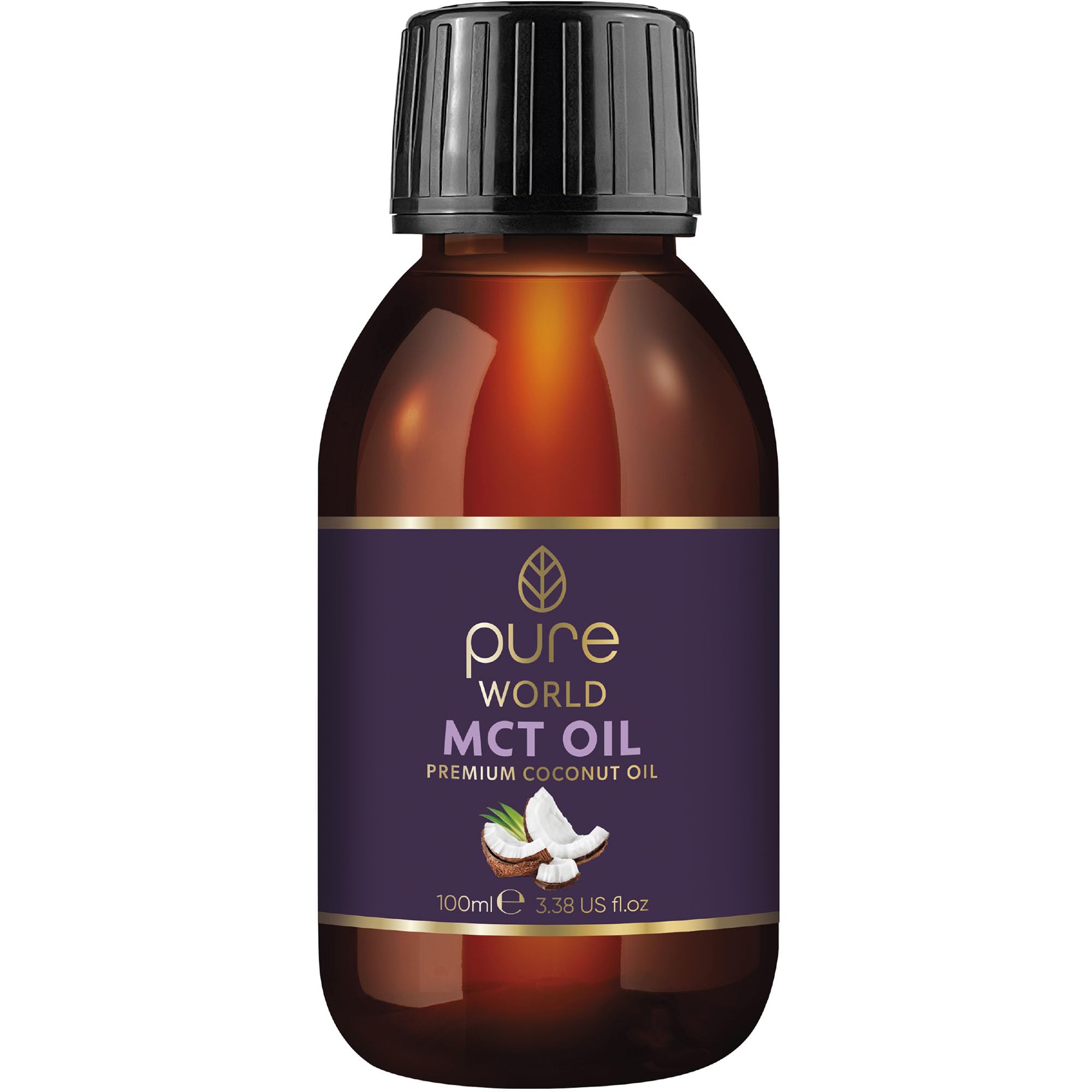 Pure World 100% Pure MCT Coconut Oil (100ml) - Natural C8 & C10 Vegan