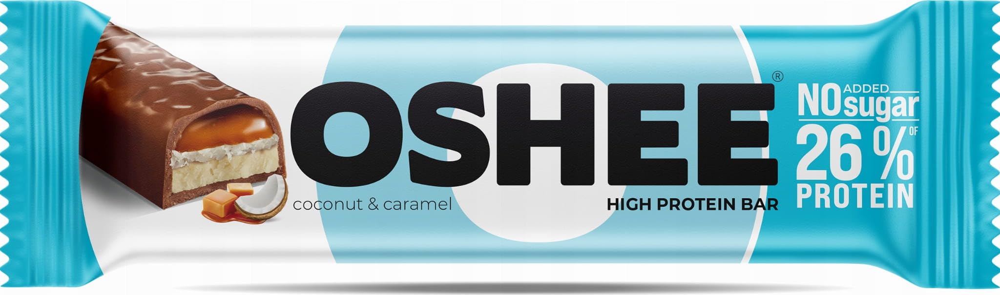 Oshee Coconut & Caramel Protein Bar - High-Protein Snack for Energy, 49g