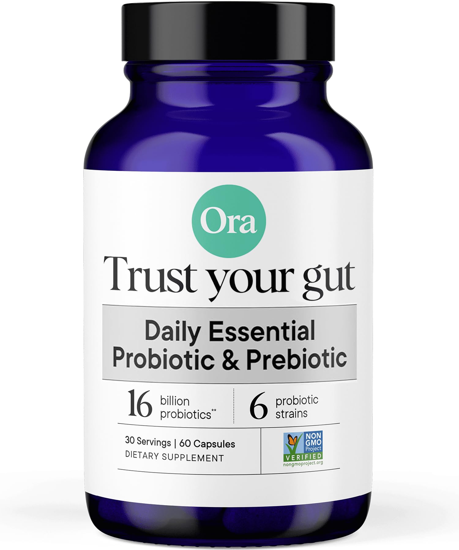 Ora Organic Probiotics and Prebiotics Capsules | Raw Vegan, Gluten, Dairy & Soy Free, 30 Day Supply
