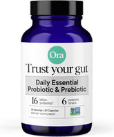 Ora Organic Probiotics and Prebiotics Capsules | Raw Vegan, Gluten, Dairy & Soy Free, 30 Day Supply