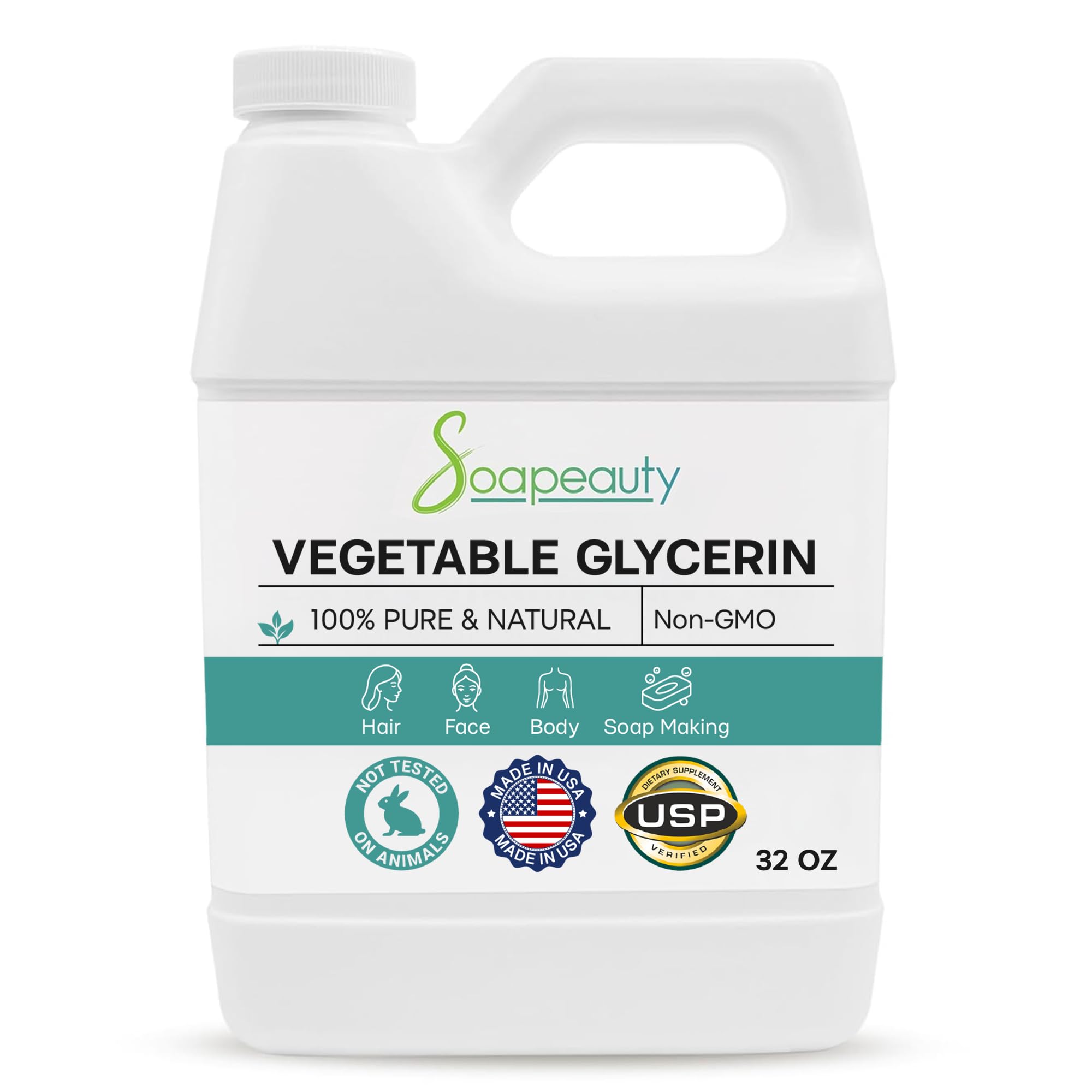 Soapeauty Organic Vegetable Glycerin USP - 32oz (Non-GMO, Natural)