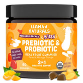 Llama Naturals Kids Prebiotic & Probiotic Gummies - Peach Mango, 60 Count, Vegan & Organic