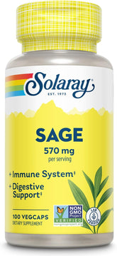 Solaray Organic Sage: 100 VegCaps for Digestive & Cognitive Support