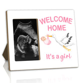 "Welcome Home It's A Girl" Stork Pregnancy Announcement Memory Frame