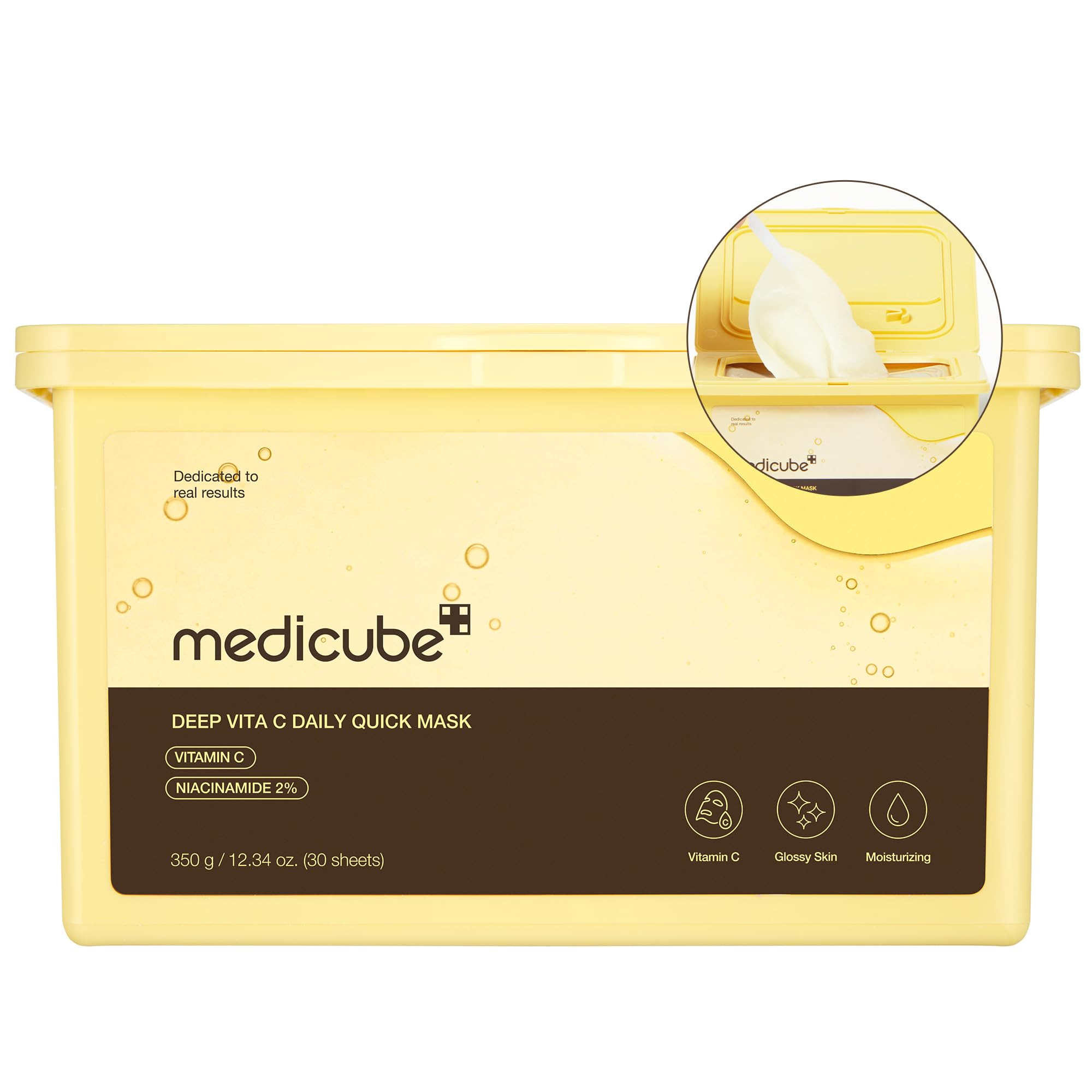 Medicube Deep Vita C Daily Quick 30 Sheet Masks - Vegan Triple Vitamin Complex for Radiance & Hydration | Korean Face Masks