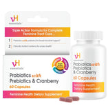 vH Essentials Probiotics for Women with Prebiotics, Cranberry & Vitamin C - 60 Capsules | Gut & Feminine Health Support